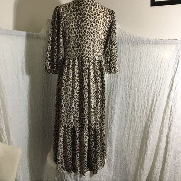 Zara Animal Pring Midi Dress Size Small - Picture 5 of 9